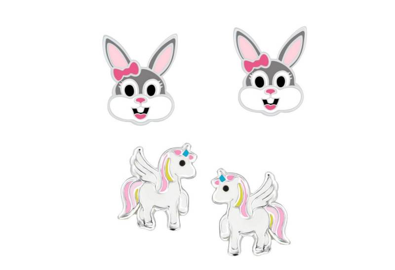 schmuck23 Ohrstecker-Set (Geschenkset, Set aus 2 Paar Ohrringen), Mädchen Kinderschmuck 4 x Silikonverschluß extra von schmuck23