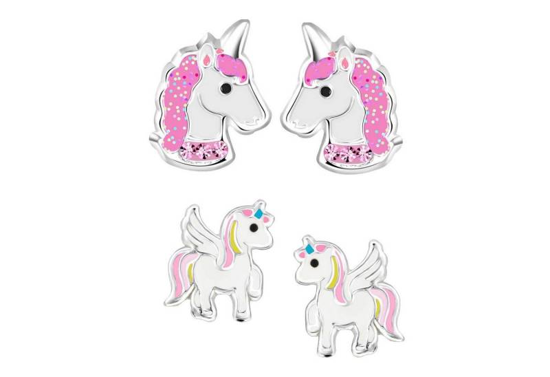 schmuck23 Ohrstecker-Set (Geschenkset, Set aus 2 Paar Ohrringen), Mädchen Kinderschmuck 4 x Silikonverschluß extra von schmuck23