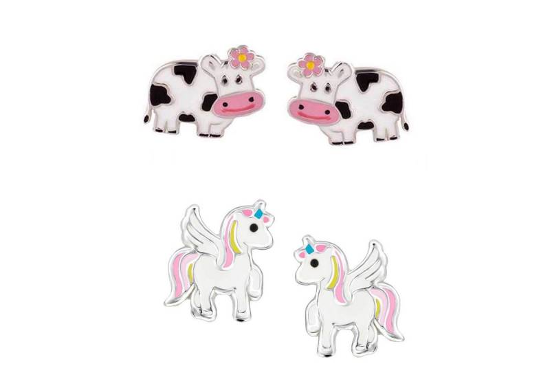 schmuck23 Ohrstecker-Set (Geschenkset, Set aus 2 Paar Ohrringen), Mädchen Kinderschmuck 4 x Silikonverschluß extra von schmuck23