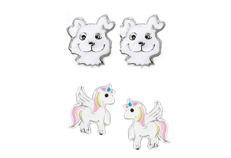 schmuck23 Ohrstecker-Set (Geschenkset, Set aus 2 Paar Ohrringen), Mädchen Kinderschmuck 4 x Silikonverschluß extra von schmuck23