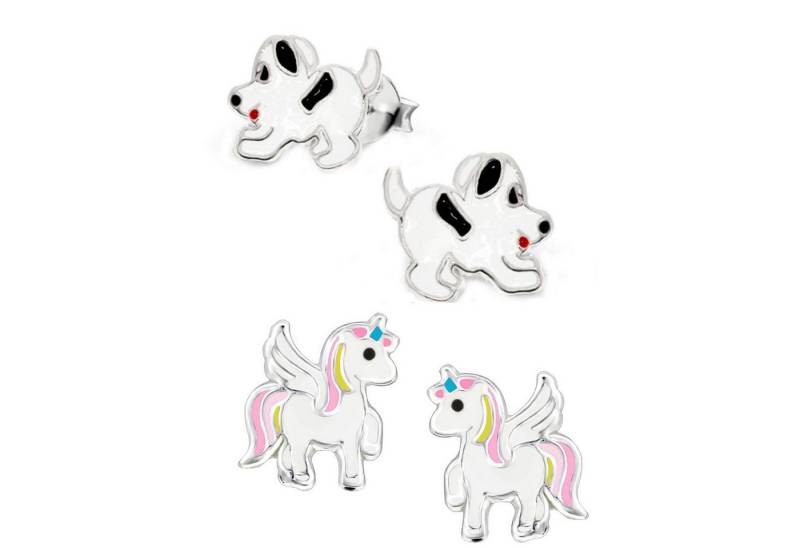 schmuck23 Ohrstecker-Set (Geschenkset, Set aus 2 Paar Ohrringen), Mädchen Kinderschmuck 4 x Silikonverschluß extra von schmuck23