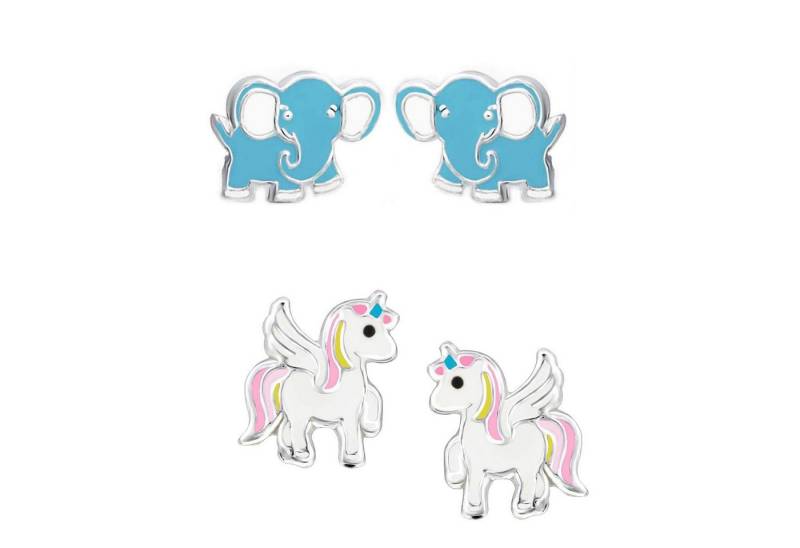 schmuck23 Ohrstecker-Set (Geschenkset, Set aus 2 Paar Ohrringen), Mädchen Kinderschmuck 4 x Silikonverschluß extra von schmuck23