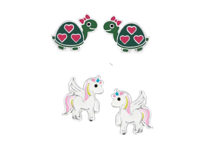 schmuck23 Ohrstecker-Set (Geschenkset, Set aus 2 Paar Ohrringen), Mädchen Kinderschmuck 4 x Silikonverschluß extra von schmuck23