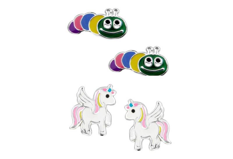 schmuck23 Ohrstecker-Set (Geschenkset, Set aus 2 Paar Ohrringen), Mädchen Kinderschmuck 4 x Silikonverschluß extra von schmuck23