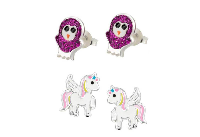 schmuck23 Ohrstecker-Set (Geschenkset, Set aus 2 Paar Ohrringen), Mädchen Kinderschmuck 4 x Silikonverschluß extra von schmuck23