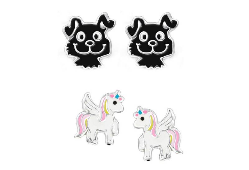 schmuck23 Ohrstecker-Set (Geschenkset, Set aus 2 Paar Ohrringen), Mädchen Kinderschmuck 4 x Silikonverschluß extra von schmuck23