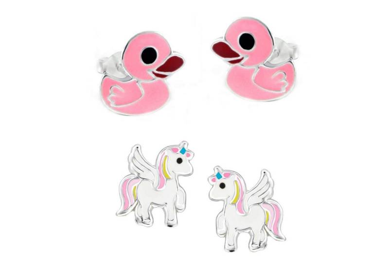 schmuck23 Ohrstecker-Set (Geschenkset, Set aus 2 Paar Ohrringen), Mädchen Kinderschmuck 4 x Silikonverschluß extra von schmuck23