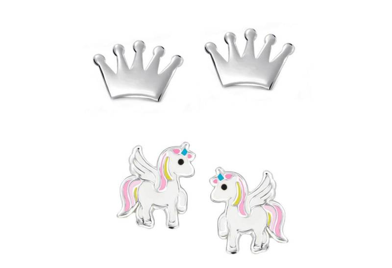 schmuck23 Ohrstecker-Set (Geschenkset, Set aus 2 Paar Ohrringen), Mädchen Kinderschmuck 4 x Silikonverschluß extra von schmuck23