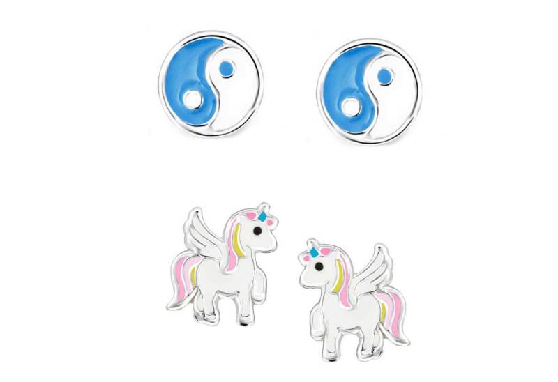 schmuck23 Ohrstecker-Set (Geschenkset, Set aus 2 Paar Ohrringen), Mädchen Kinderschmuck 4 x Silikonverschluß extra von schmuck23