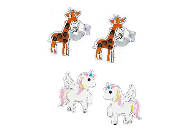 schmuck23 Ohrstecker-Set (Geschenkset, Set aus 2 Paar Ohrringen), Mädchen Kinderschmuck 4 x Silikonverschluß extra von schmuck23