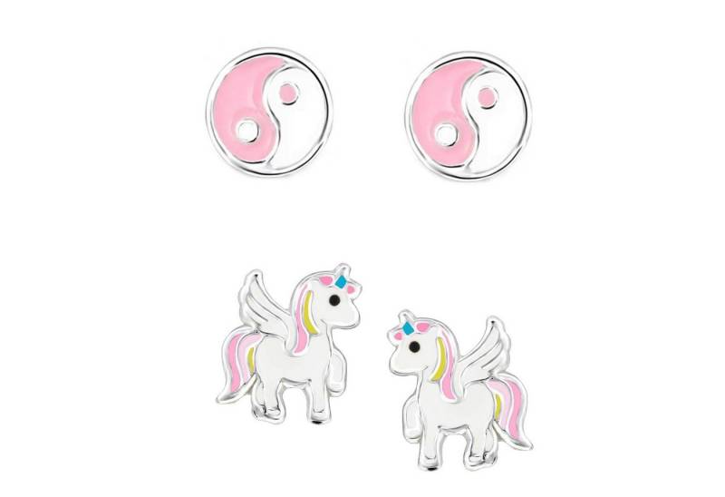 schmuck23 Ohrstecker-Set (Geschenkset, Set aus 2 Paar Ohrringen), Mädchen Kinderschmuck 4 x Silikonverschluß extra von schmuck23