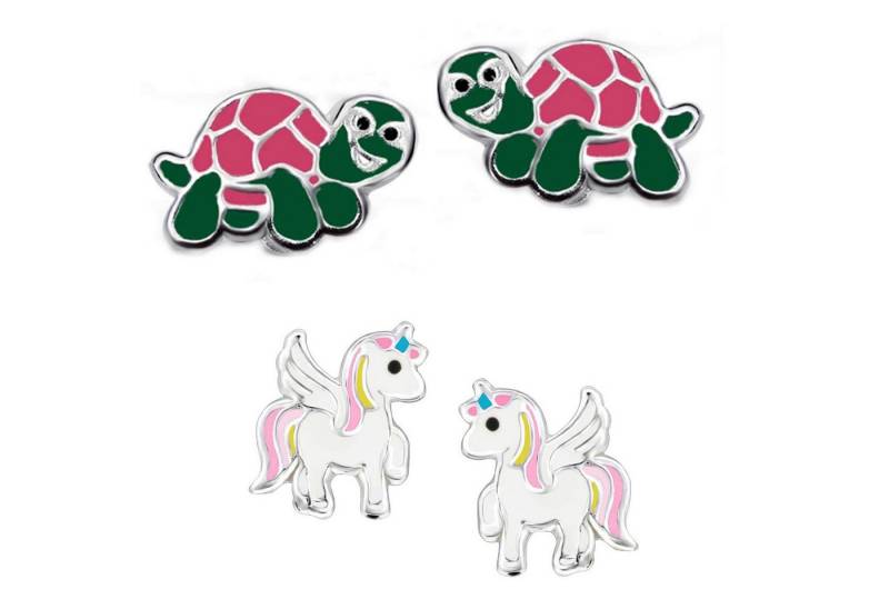 schmuck23 Ohrstecker-Set (Geschenkset, Set aus 2 Paar Ohrringen), Mädchen Kinderschmuck 4 x Silikonverschluß extra von schmuck23
