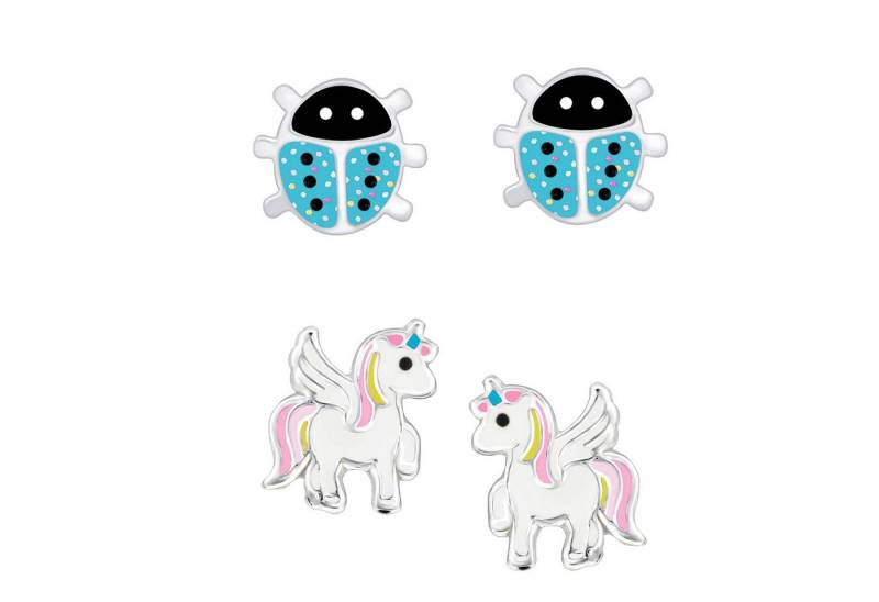 schmuck23 Ohrstecker-Set (Geschenkset, Set aus 2 Paar Ohrringen), Mädchen Kinderschmuck 4 x Silikonverschluß extra von schmuck23