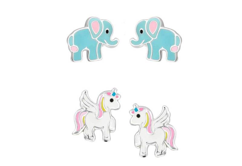 schmuck23 Ohrstecker-Set (Geschenkset, Set aus 2 Paar Ohrringen), Mädchen Kinderschmuck 4 x Silikonverschluß extra von schmuck23