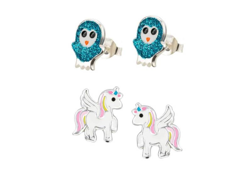 schmuck23 Ohrstecker-Set (Geschenkset, Set aus 2 Paar Ohrringen), Mädchen Kinderschmuck 4 x Silikonverschluß extra von schmuck23