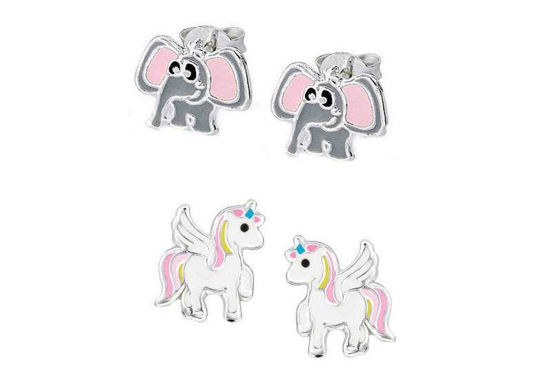 schmuck23 Ohrstecker-Set (Geschenkset, Set aus 2 Paar Ohrringen), Mädchen Kinderschmuck 4 x Silikonverschluß extra von schmuck23