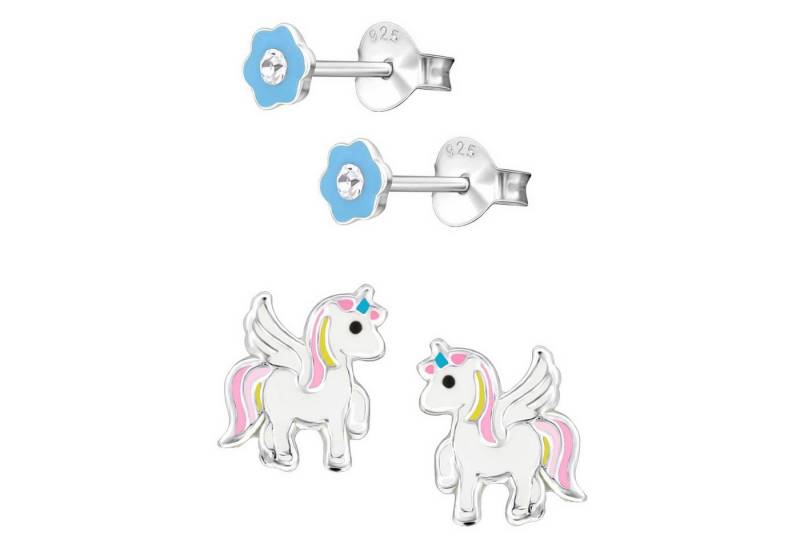 schmuck23 Ohrstecker-Set (Geschenkset, Set aus 2 Paar Ohrringen), Mädchen Kinderschmuck 4 x Silikonverschluß extra von schmuck23