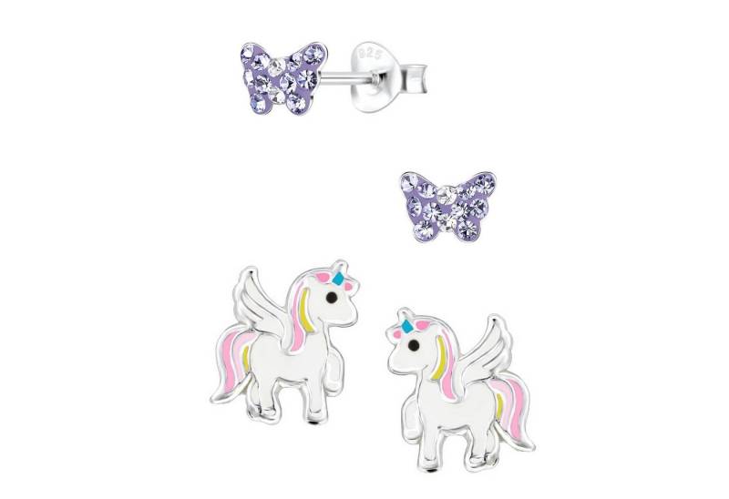 schmuck23 Ohrstecker-Set (Geschenkset, Set aus 2 Paar Ohrringen), Mädchen Kinderschmuck 4 x Silikonverschluß extra von schmuck23