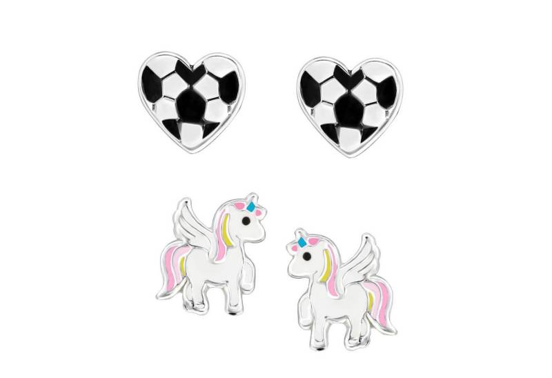 schmuck23 Ohrstecker-Set (Geschenkset, Set aus 2 Paar Ohrringen), Mädchen Kinderschmuck 4 x Silikonverschluß extra von schmuck23