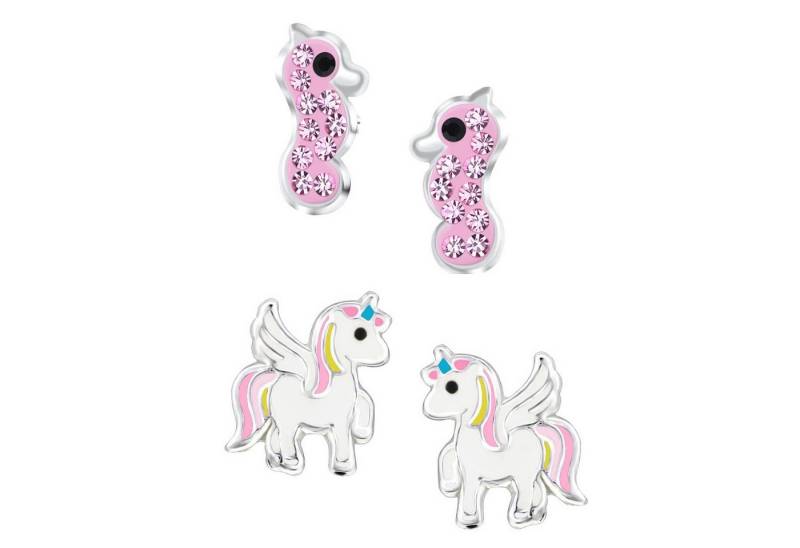 schmuck23 Ohrstecker-Set (Geschenkset, Set aus 2 Paar Ohrringen), Mädchen Kinderschmuck 4 x Silikonverschluß extra von schmuck23