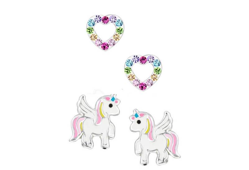 schmuck23 Ohrstecker-Set (Geschenkset, Set aus 2 Paar Ohrringen), Mädchen Kinderschmuck 4 x Silikonverschluß extra von schmuck23