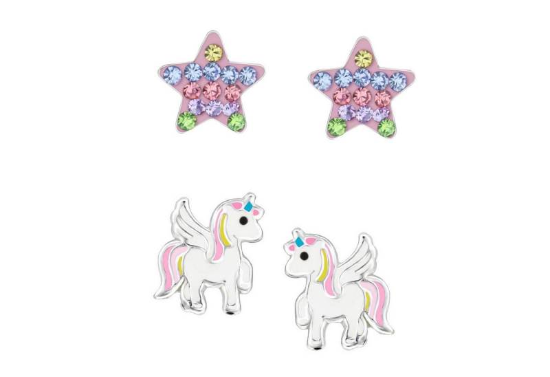 schmuck23 Ohrstecker-Set (Geschenkset, Set aus 2 Paar Ohrringen), Mädchen Kinderschmuck 4 x Silikonverschluß extra von schmuck23