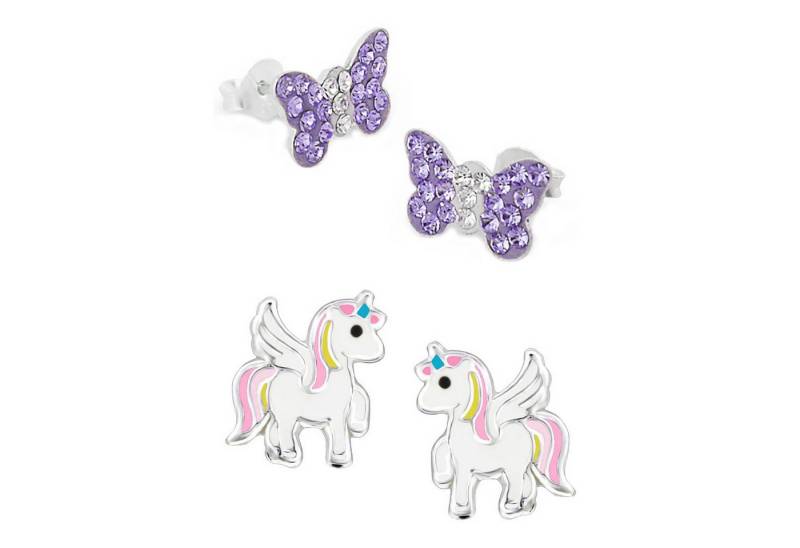 schmuck23 Ohrstecker-Set (Geschenkset, Set aus 2 Paar Ohrringen), Mädchen Kinderschmuck 4 x Silikonverschluß extra von schmuck23