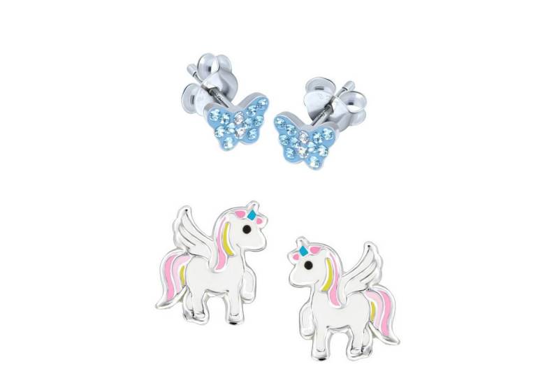 schmuck23 Ohrstecker-Set (Geschenkset, Set aus 2 Paar Ohrringen), Mädchen Kinderschmuck 4 x Silikonverschluß extra von schmuck23