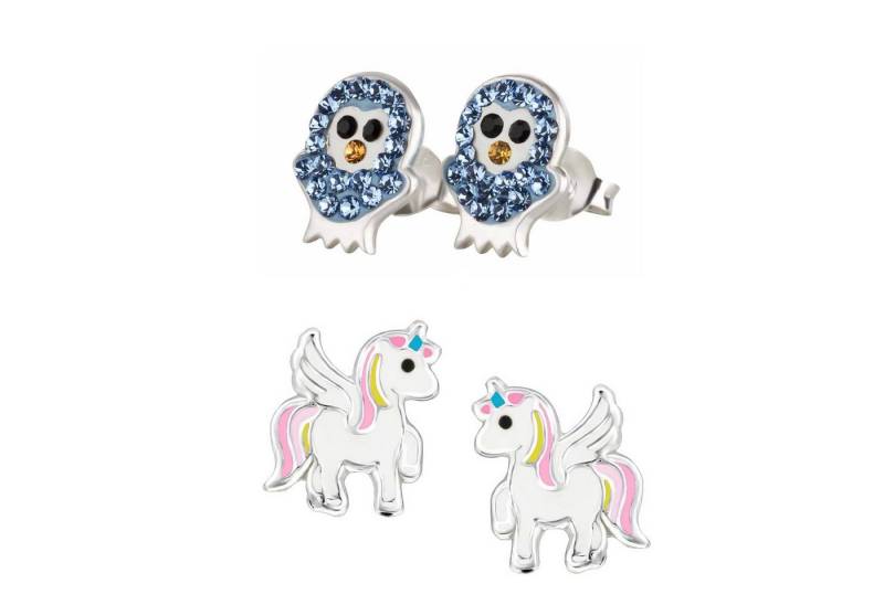 schmuck23 Ohrstecker-Set (Geschenkset, Set aus 2 Paar Ohrringen), Mädchen Kinderschmuck 4 x Silikonverschluß extra von schmuck23