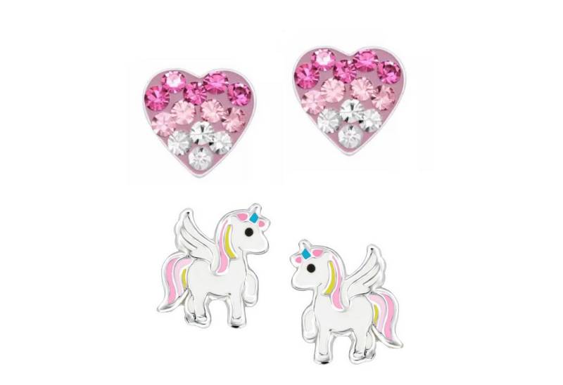 schmuck23 Ohrstecker-Set (Geschenkset, Set aus 2 Paar Ohrringen), Mädchen Kinderschmuck 4 x Silikonverschluß extra von schmuck23