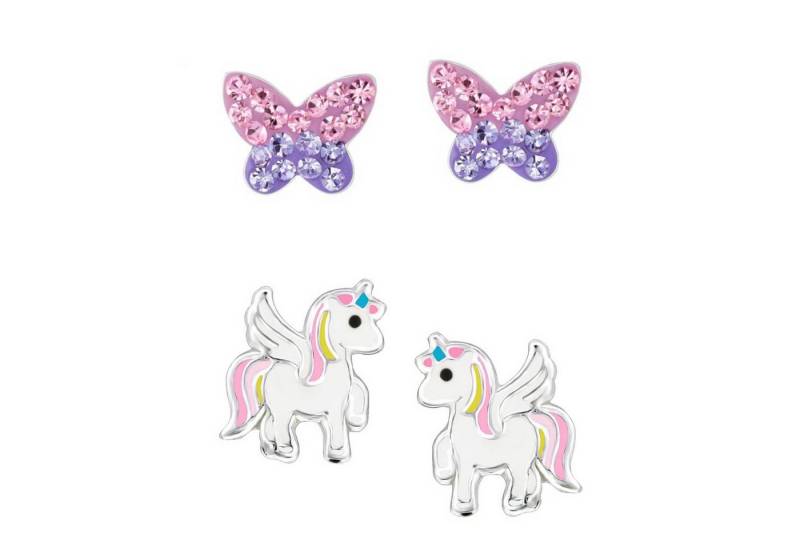 schmuck23 Ohrstecker-Set (Geschenkset, Set aus 2 Paar Ohrringen), Mädchen Kinderschmuck 4 x Silikonverschluß extra von schmuck23