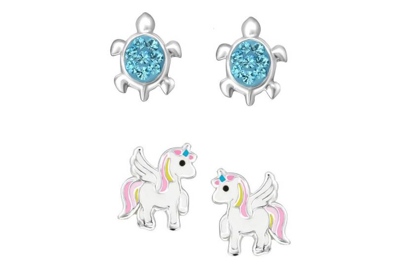 schmuck23 Ohrstecker-Set (Geschenkset, Set aus 2 Paar Ohrringen), Mädchen Kinderschmuck 4 x Silikonverschluß extra von schmuck23