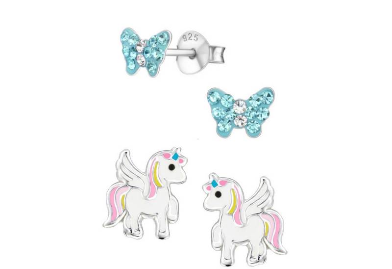 schmuck23 Ohrstecker-Set (Geschenkset, Set aus 2 Paar Ohrringen), Mädchen Kinderschmuck 4 x Silikonverschluß extra von schmuck23