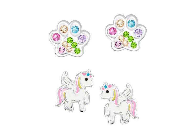 schmuck23 Ohrstecker-Set (Geschenkset, Set aus 2 Paar Ohrringen), Mädchen Kinderschmuck 4 x Silikonverschluß extra von schmuck23