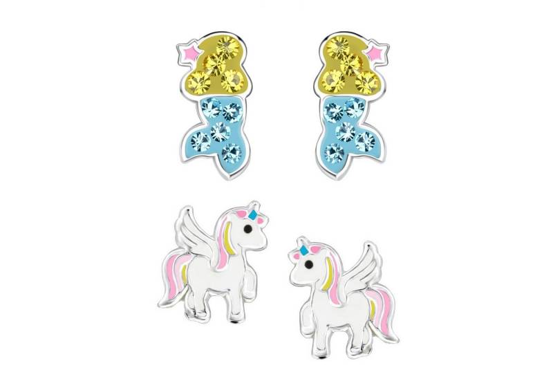 schmuck23 Ohrstecker-Set (Geschenkset, Set aus 2 Paar Ohrringen), Mädchen Kinderschmuck 4 x Silikonverschluß extra von schmuck23