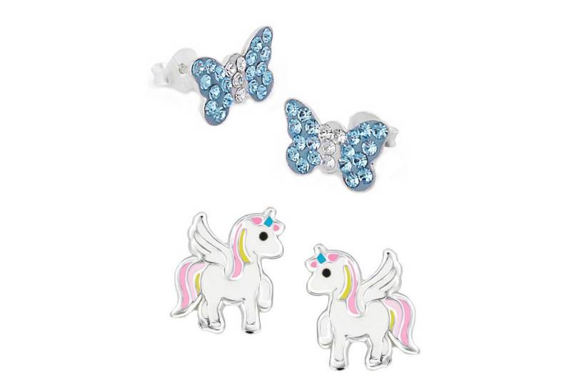 schmuck23 Ohrstecker-Set (Geschenkset, Set aus 2 Paar Ohrringen), Mädchen Kinderschmuck 4 x Silikonverschluß extra von schmuck23