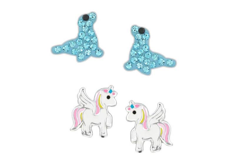 schmuck23 Ohrstecker-Set (Geschenkset, Set aus 2 Paar Ohrringen), Mädchen Kinderschmuck 4 x Silikonverschluß extra von schmuck23