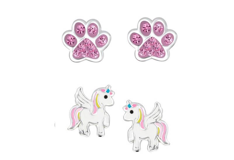 schmuck23 Ohrstecker-Set (Geschenkset, Set aus 2 Paar Ohrringen), Mädchen Kinderschmuck 4 x Silikonverschluß extra von schmuck23