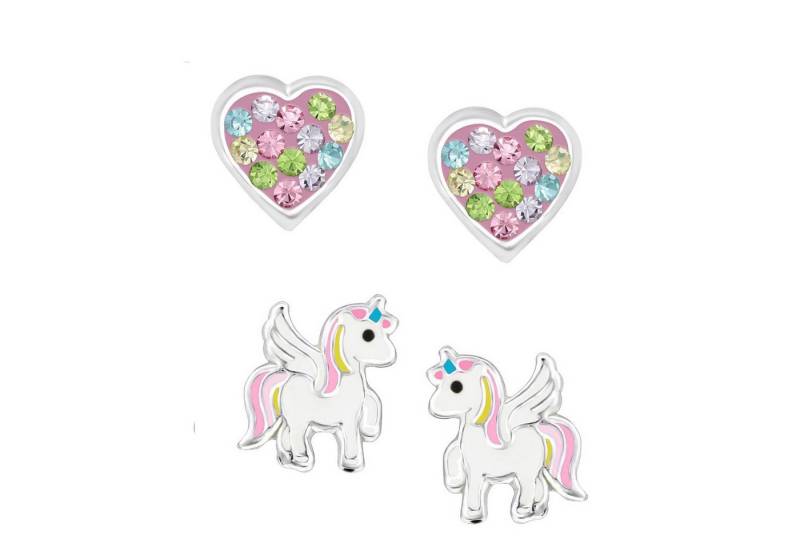 schmuck23 Ohrstecker-Set (Geschenkset, Set aus 2 Paar Ohrringen), Mädchen Kinderschmuck 4 x Silikonverschluß extra von schmuck23