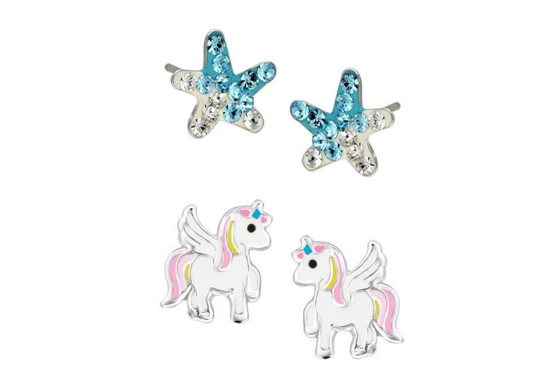 schmuck23 Ohrstecker-Set (Geschenkset, Set aus 2 Paar Ohrringen), Mädchen Kinderschmuck 4 x Silikonverschluß extra von schmuck23