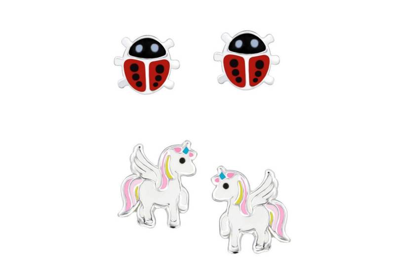 schmuck23 Ohrstecker-Set (Geschenkset, Set aus 2 Paar Ohrringen), Mädchen Kinderschmuck 4 x Silikonverschluß extra von schmuck23