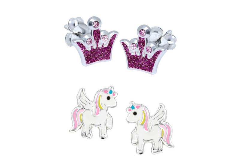 schmuck23 Ohrstecker-Set (Geschenkset, Set aus 2 Paar Ohrringen), Mädchen Kinderschmuck 4 x Silikonverschluß extra von schmuck23