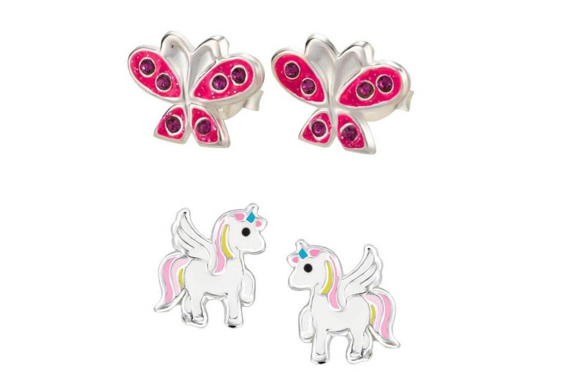 schmuck23 Ohrstecker-Set (Geschenkset, Set aus 2 Paar Ohrringen), Mädchen Kinderschmuck 4 x Silikonverschluß extra von schmuck23