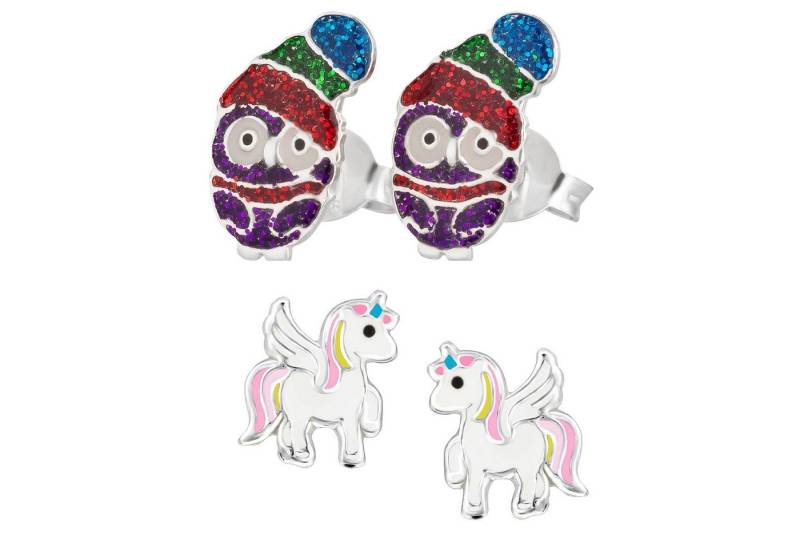 schmuck23 Ohrstecker-Set (Geschenkset, Set aus 2 Paar Ohrringen), Mädchen Kinderschmuck 4 x Silikonverschluß extra von schmuck23