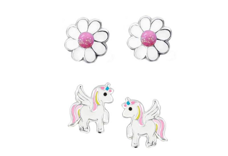 schmuck23 Ohrstecker-Set (Geschenkset, Set aus 2 Paar Ohrringen), Mädchen Kinderschmuck 4 x Silikonverschluß extra von schmuck23