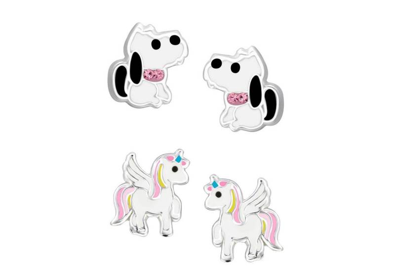 schmuck23 Ohrstecker-Set (Geschenkset, Set aus 2 Paar Ohrringen), Mädchen Kinderschmuck 4 x Silikonverschluß extra von schmuck23