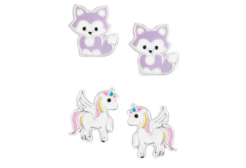 schmuck23 Ohrstecker-Set (Geschenkset, Set aus 2 Paar Ohrringen), Mädchen Kinderschmuck 4 x Silikonverschluß extra von schmuck23