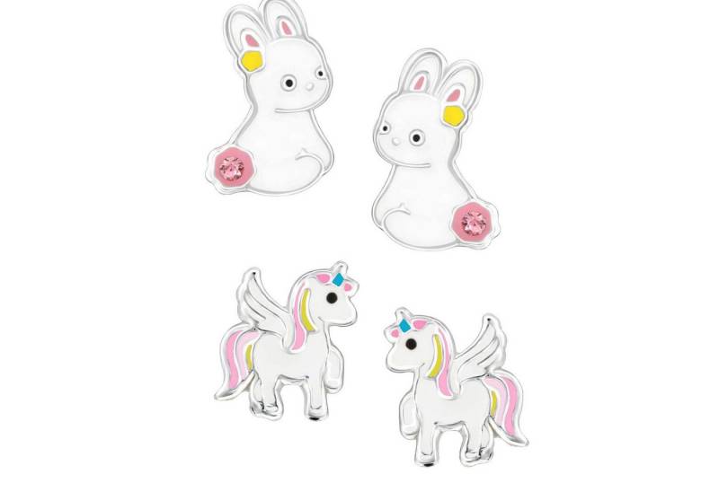 schmuck23 Ohrstecker-Set (Geschenkset, Set aus 2 Paar Ohrringen), Mädchen Kinderschmuck 4 x Silikonverschluß extra von schmuck23