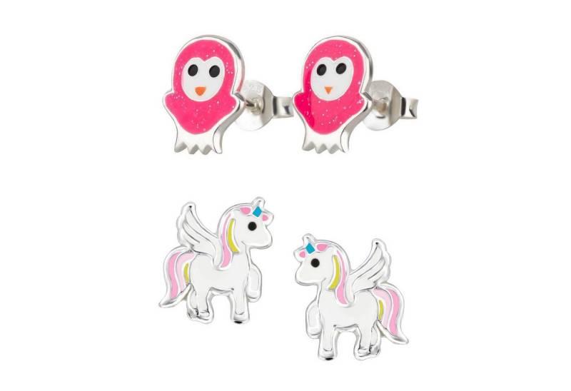 schmuck23 Ohrstecker-Set (Geschenkset, Set aus 2 Paar Ohrringen), Mädchen Kinderschmuck 4 x Silikonverschluß extra von schmuck23