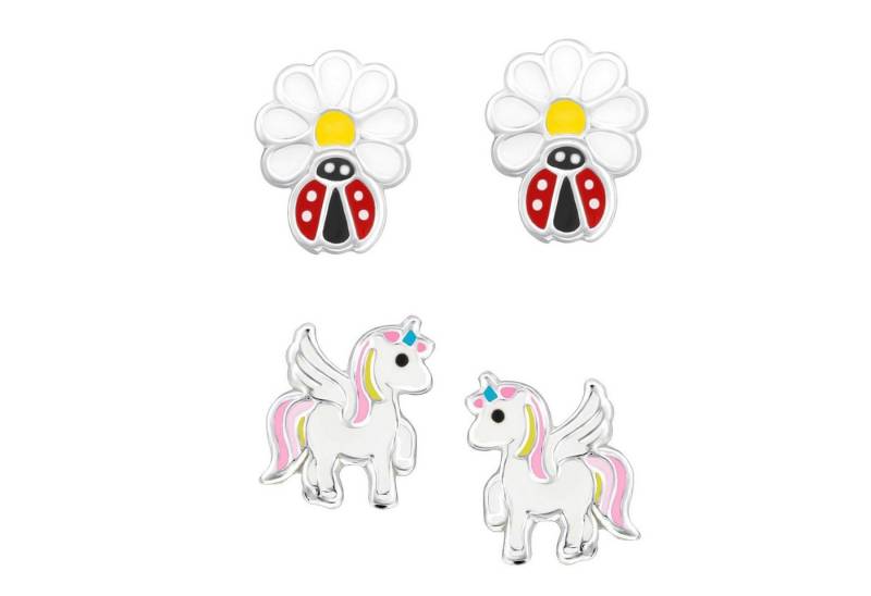 schmuck23 Ohrstecker-Set (Geschenkset, Set aus 2 Paar Ohrringen), Mädchen Kinderschmuck 4 x Silikonverschluß extra von schmuck23